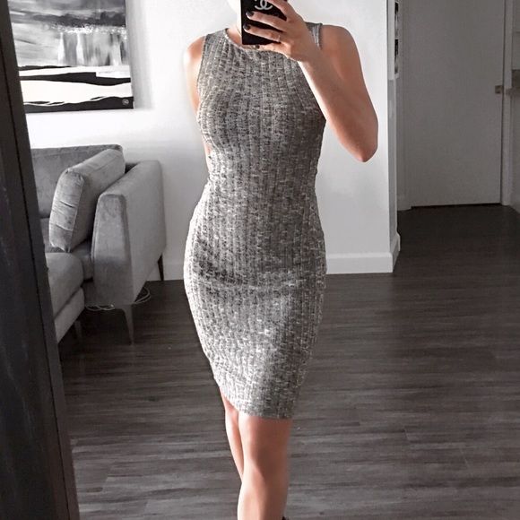 🏷️TRACY - KNITTED HEATHER GREY DRESS - Picture 2 of 7
